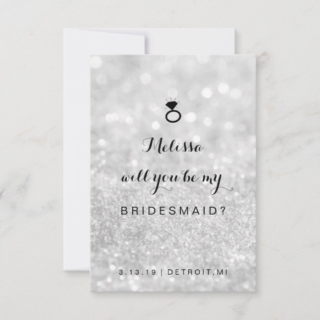 Will You Be My Bridesmaid Card - Lit Fab Silver (Front)