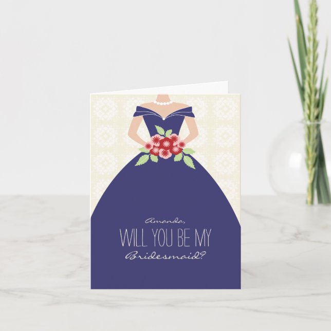 Will You Be My Bridesmaid Card (navy blue) (Front)