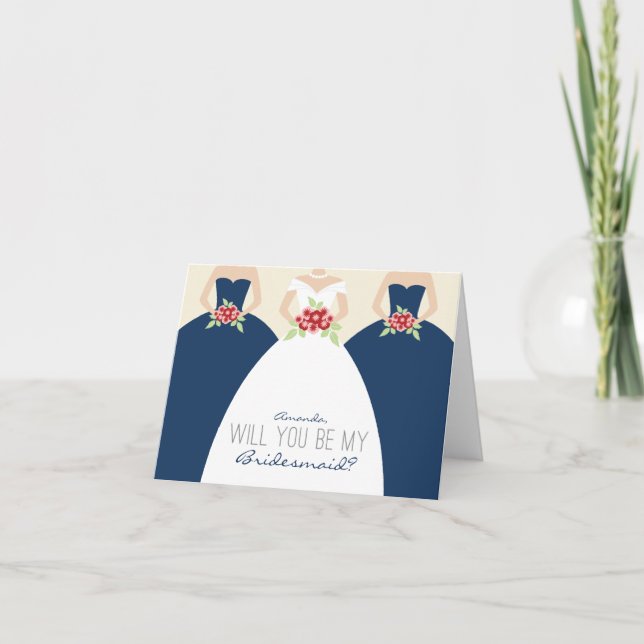 Will You Be My Bridesmaid Card (navy blue) (Front)