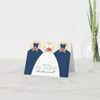 Will You Be My Bridesmaid Card (navy blue)