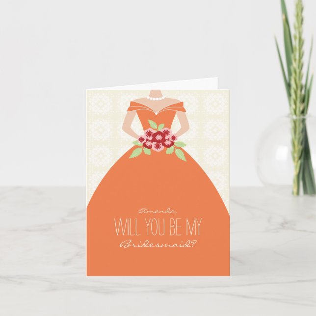 Will You Be My Bridesmaid Card (orange) (Front)