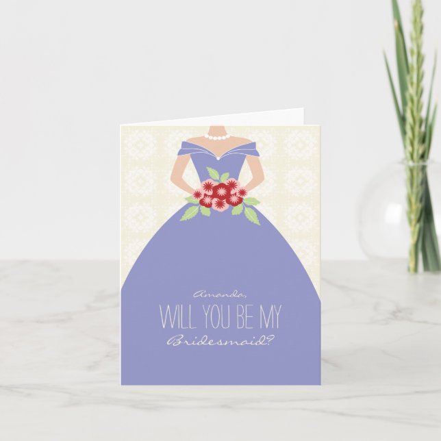 Will You Be My Bridesmaid Card (periwinkle) (Front)