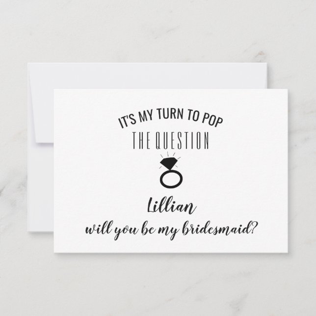Will You Be My Bridesmaid Card - Pop The Question (Front)