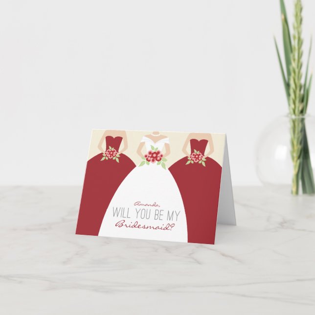 Will You Be My Bridesmaid Card (red) (Front)