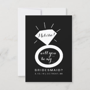 Will You Be My Bridesmaid Card - Ring Fab Black