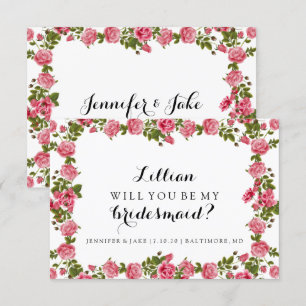 Will You Be My Bridesmaid Card - Roses