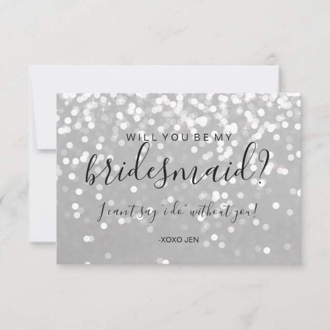 Will You Be My Bridesmaid Card - Sparkling Silver (Front)