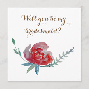 Will you be my bridesmaid card with rose