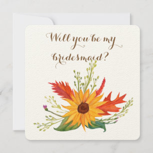 Will you be my  bridesmaid card with sunflower
