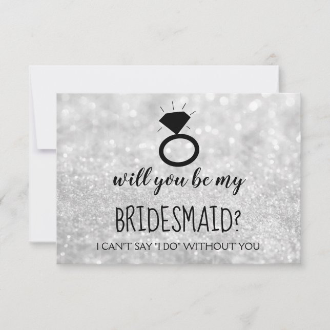 Will You Be My Bridesmaid Card - Your Ring Glitter (Front)