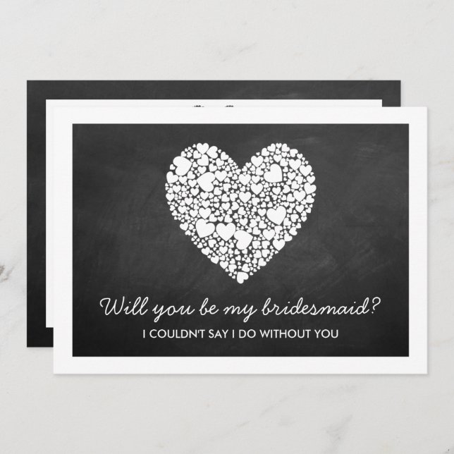 Will You Be My Bridesmaid? Chalkboard Heart Card (Front/Back)