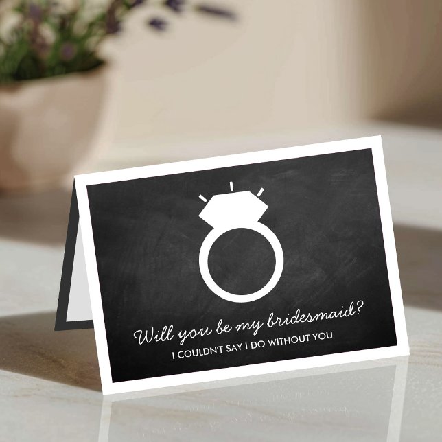 Will You Be My Bridesmaid? Chalkboard Ring Card (Creator Uploaded)