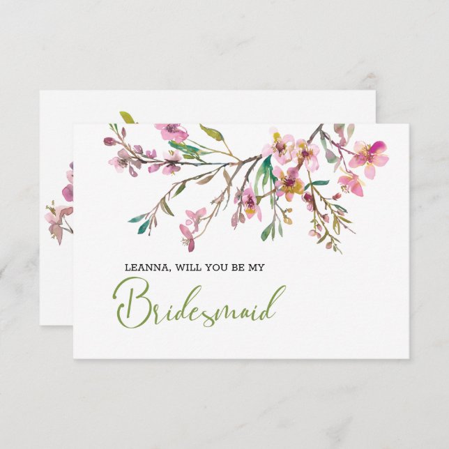 Will You Be My Bridesmaid Cherry Blossom Floral (Front/Back)
