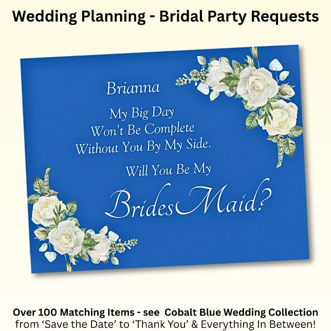 Will You Be My Bridesmaid? Cobalt Blue & White (Creator Uploaded)