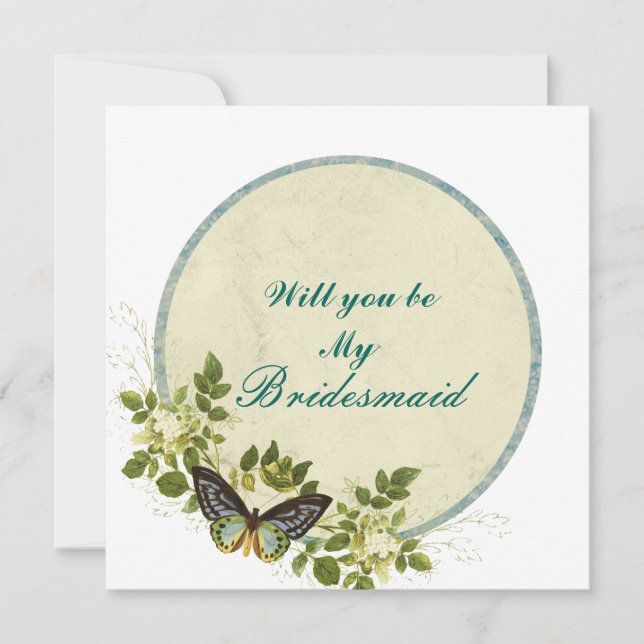 Will You Be My Bridesmaid Colourful Floral Pattern Invitation (Front)
