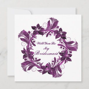Will You Be My Bridesmaid Colourful Floral Pattern Invitation