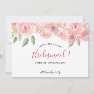Will You Be My Bridesmaid Coral Peach Blush Floral Invitation