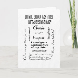Will You Be My Bridesmaid, Cousin Invitation