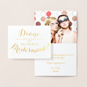 Will You Be My Bridesmaid? Cursive Personalised Foil Card