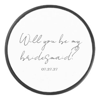 Will You Be My Bridesmaid Custom Cursive Hockey Puck