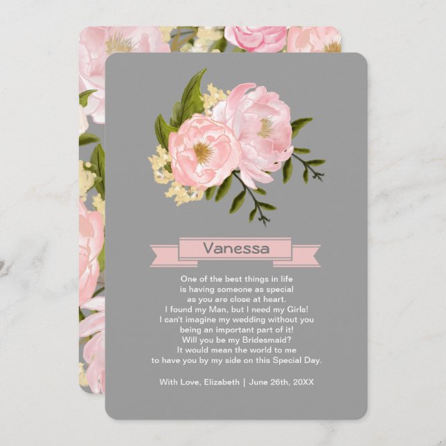 Will you be my Bridesmaid? Custom Invitations (Front/Back)