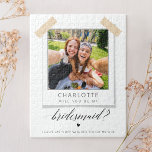 Will You Be My Bridesmaid? Custom Photo  Jigsaw Puzzle<br><div class="desc">This custom "Will You Be My Bridesmaid?" photo jigsaw puzzle is a fun and modern way to pop the question. Featuring a personalised photo with black-and-white typography and a playful design, this bridesmaid proposal combines simplicity and humour. The Polaroid-style image adds a unique touch, making it a memorable and interactive...</div>
