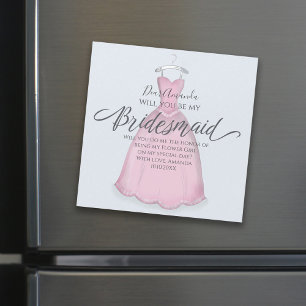 Will you be my Bridesmaid Cute Pink Vintage Magnet