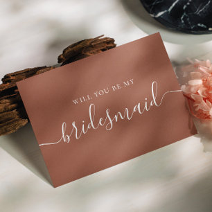 Will You Be My Bridesmaid Deep Terracotta Fall Invitation Postcard
