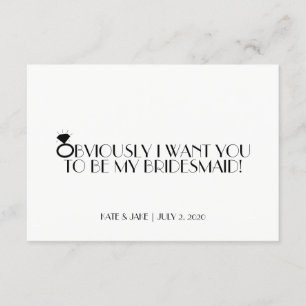 Will You Be My Bridesmaid - Diamondly Black Invitation