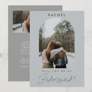 Will you be my Bridesmaid Dusty Blue Photo Modern