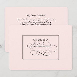 Will you be my Bridesmaid? Elegant Blush Pink Invitation
