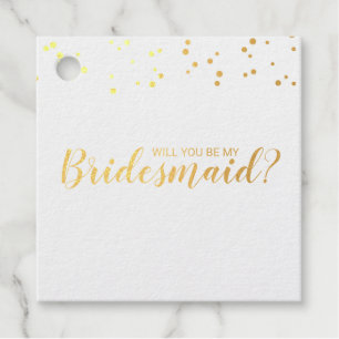 Will You Be My Bridesmaid? Elegant Gold Foil Favour Tags