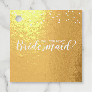 Will You Be My Bridesmaid? Elegant Gold Foil Favour Tags