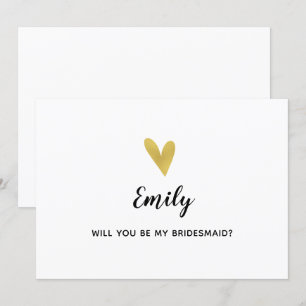 Will You Be My Bridesmaid? Elegant Gold Heart Card