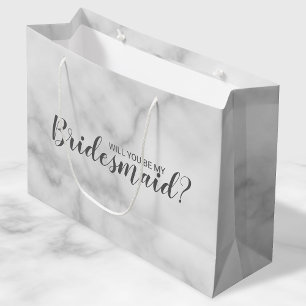 Will You Be My Bridesmaid? Elegant Marble Script Large Gift Bag