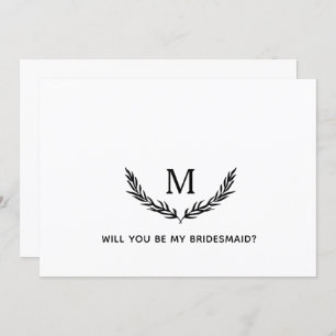 Will You Be My Bridesmaid? Elegant Monogram Card