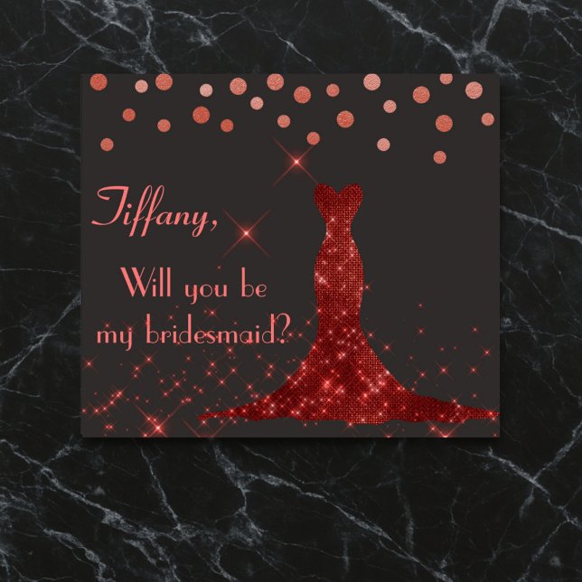 Will you be my bridesmaid? Elegant red gown Invitation (Creator Uploaded)