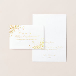 Will You Be My Bridesmaid? Elegant Swirl Foil Card