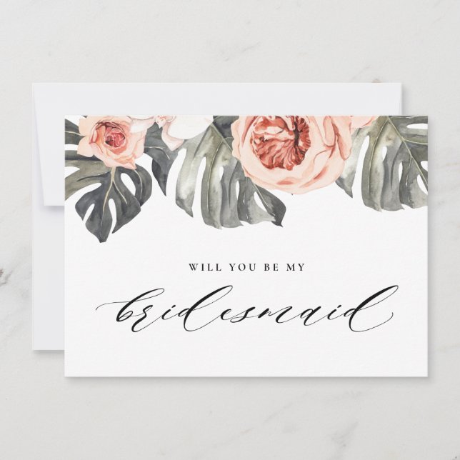 Will You Be My Bridesmaid Elegant Tropics Invitation (Front)