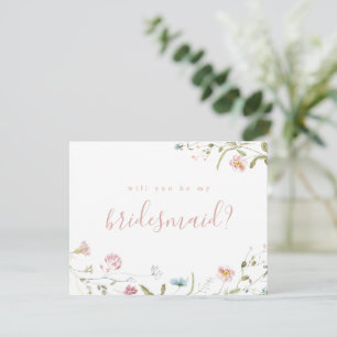 Will you be my bridesmaid Elegant Wildflower Boho Invitation