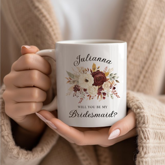 Will you be my Bridesmaid? Fall Floral Coffee Mug (Creator Uploaded)
