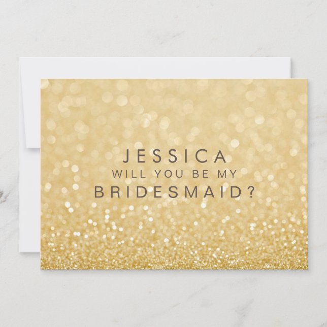 Will You Be My Bridesmaid Faux Gold Glitter Card (Front)