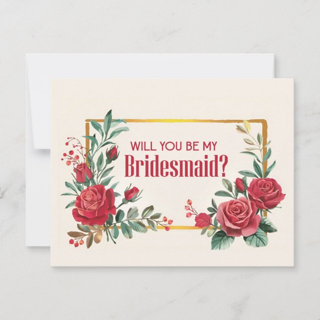 Will You be my Bridesmaid Flat Greeting Card (Front)