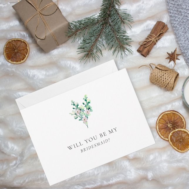 Will You Be My Bridesmaid? Floral Flat Card (Creator Uploaded)