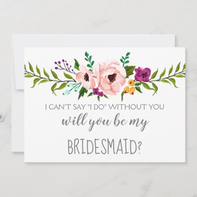 Will You Be My Bridesmaid - Flower Crowned Invitation (Front)