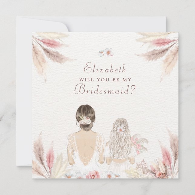Will You Be My Bridesmaid Flower Girl Proposal Holiday Card (Front)