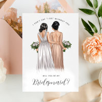 Will You Be My Bridesmaid? Girls in Gowns V2 Invit