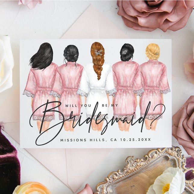 Will You Be My Bridesmaid? Girls in Robes card (Creator Uploaded)