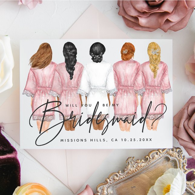 Will You Be My Bridesmaid? Girls in Robes card (Creator Uploaded)