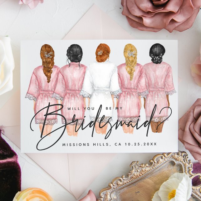 Will You Be My Bridesmaid? Girls in Robes card (Creator Uploaded)